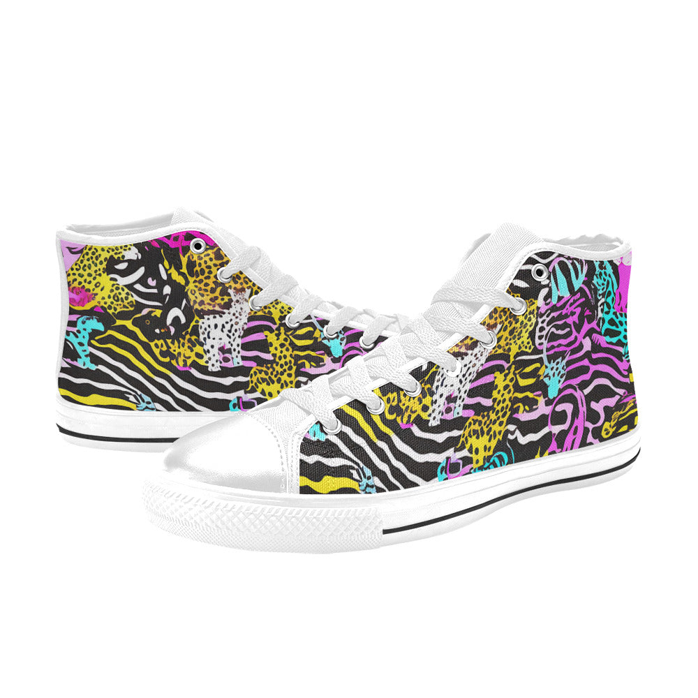 WOMEN'S Neon Animal Print High Top Canvas Vivid Shoes