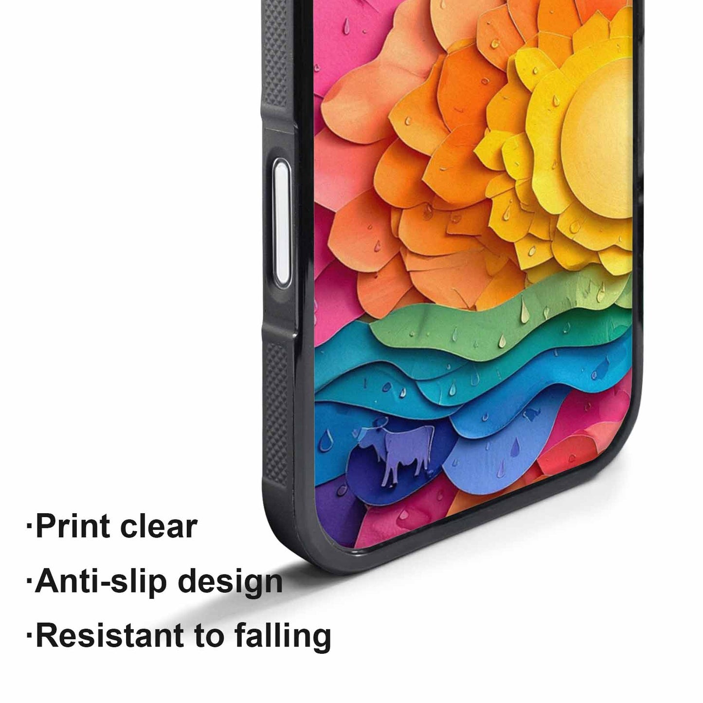 iPhone 17 Pro Case — Iridescent Cow Print Sun Original Art, Original Design Phone Case