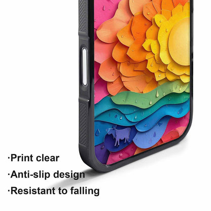 iPhone 17 Pro Case — Iridescent Cow Print Sun Original Art, Original Design Phone Case