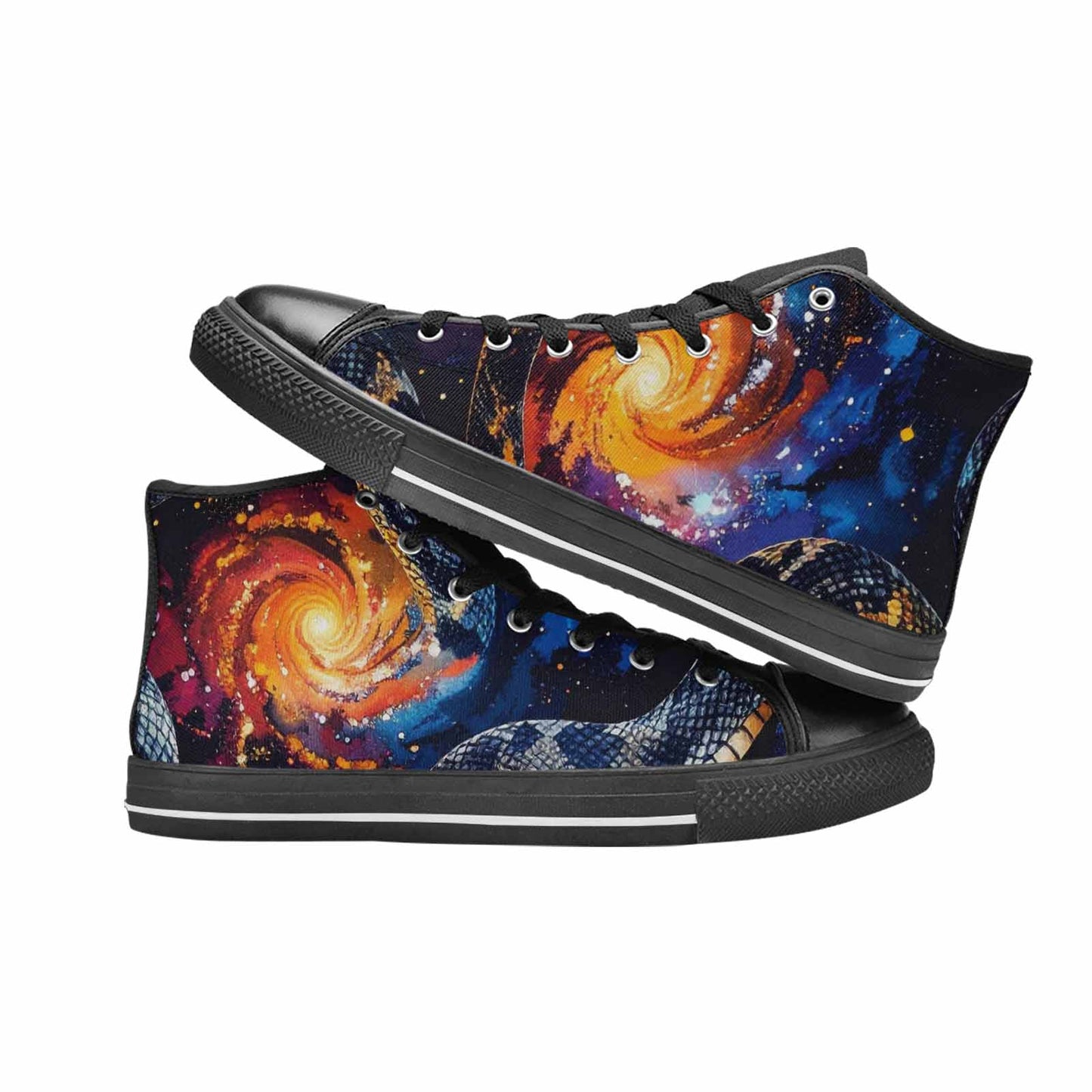 WOMEN'S Galaxy Snake Print High Top Canvas Dreamcore Custom Sneakers