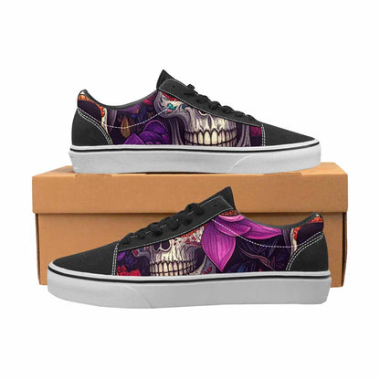 WOMEN'S Lotus Skulls Canvas Lace-Up Surreal Custom Sneakers