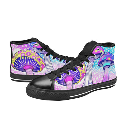 WOMEN'S Magic Mushrooms Art 2 High Top Canvas Y2K Sneakers