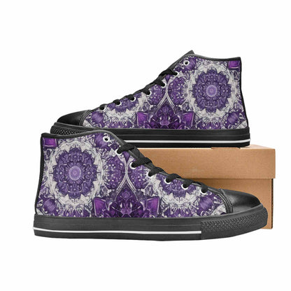 WOMEN'S Mandala High Top Canvas Vibrant Chaos Custom Sneakers