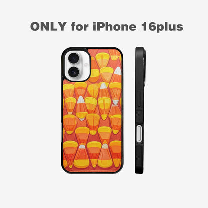 iPhone 16 Plus Case — Candy Corn Shapes In Bright Orange, Personalized Phone Case