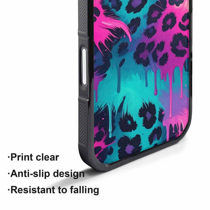 iPhone 17 Pro Max Case — Leopard Melting Neon Animal Print, Unique Phone Case Design