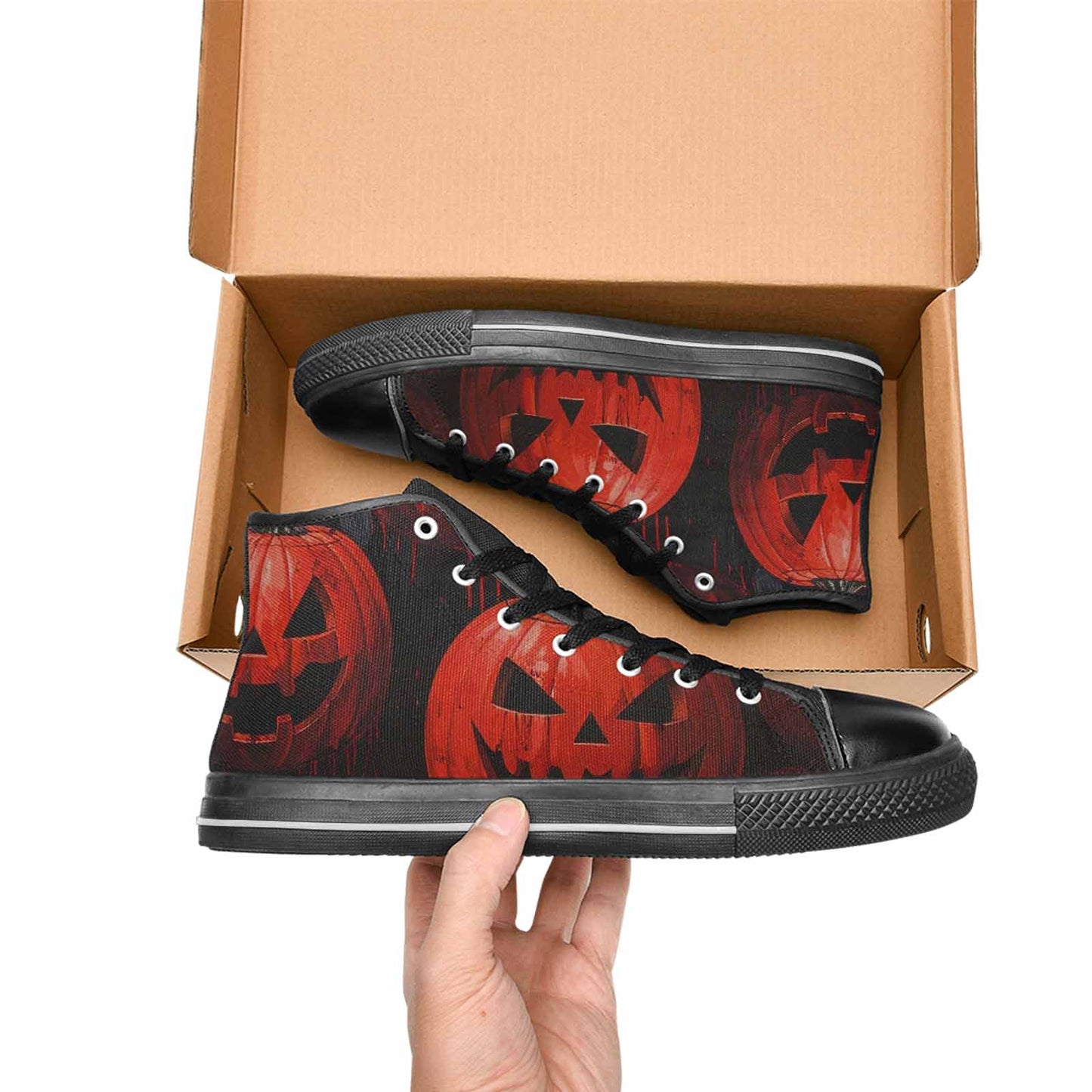 MEN'S Bloody Pumpkin Face High Top Canvas Dark Academia Custom Sneakers