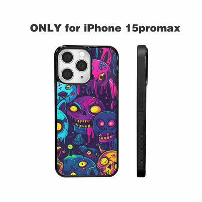 iPhone 15 Pro Max Case — Mixed Toxic Glow Creature Pattern Hundreds, Custom Made Phone Cover