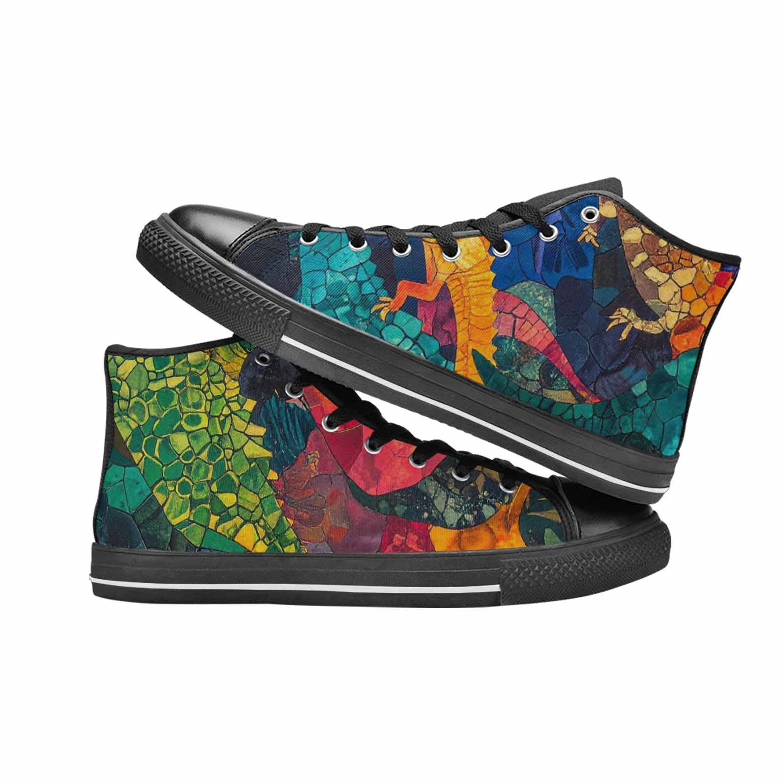 WOMEN'S Dinosaur Silhouette High Top Canvas Grunge Shoes