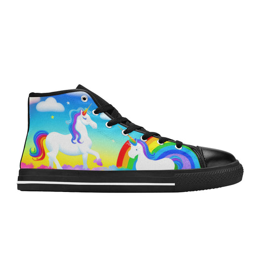 MEN'S Unicorns Rainbows Men’S High Top Canvas Wallpaper Art Custom Sneakers