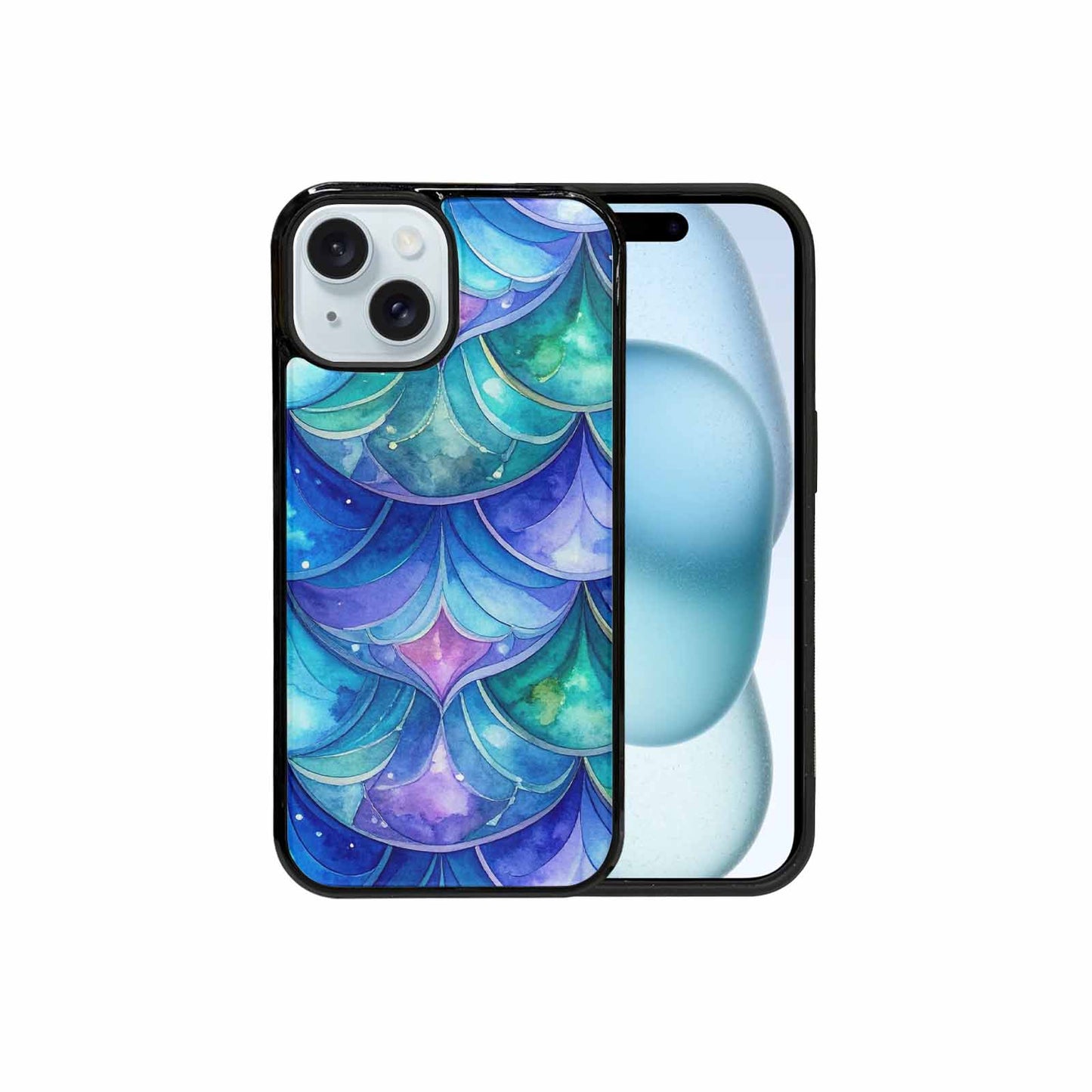 iPhone 15 Case — Mermaid Scale Art Pattern, Custom Print Case Cover