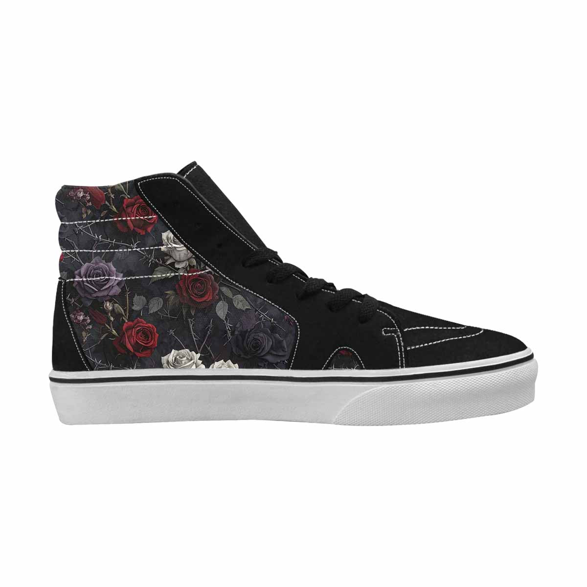 WOMEN'S Black Gothic Rose High Top Canvas Surreal Shoes