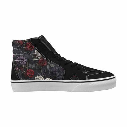 WOMEN'S Black Gothic Rose High Top Canvas Surreal Shoes