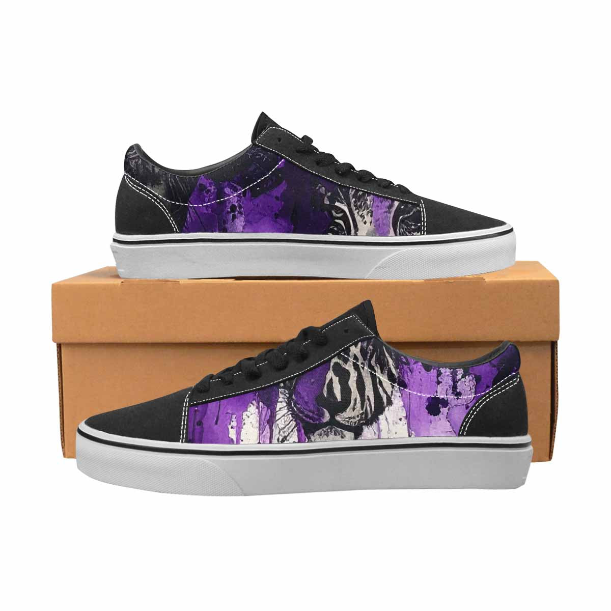 WOMEN'S Animal Print Lace-Up Canvas Vivid Custom Sneakers