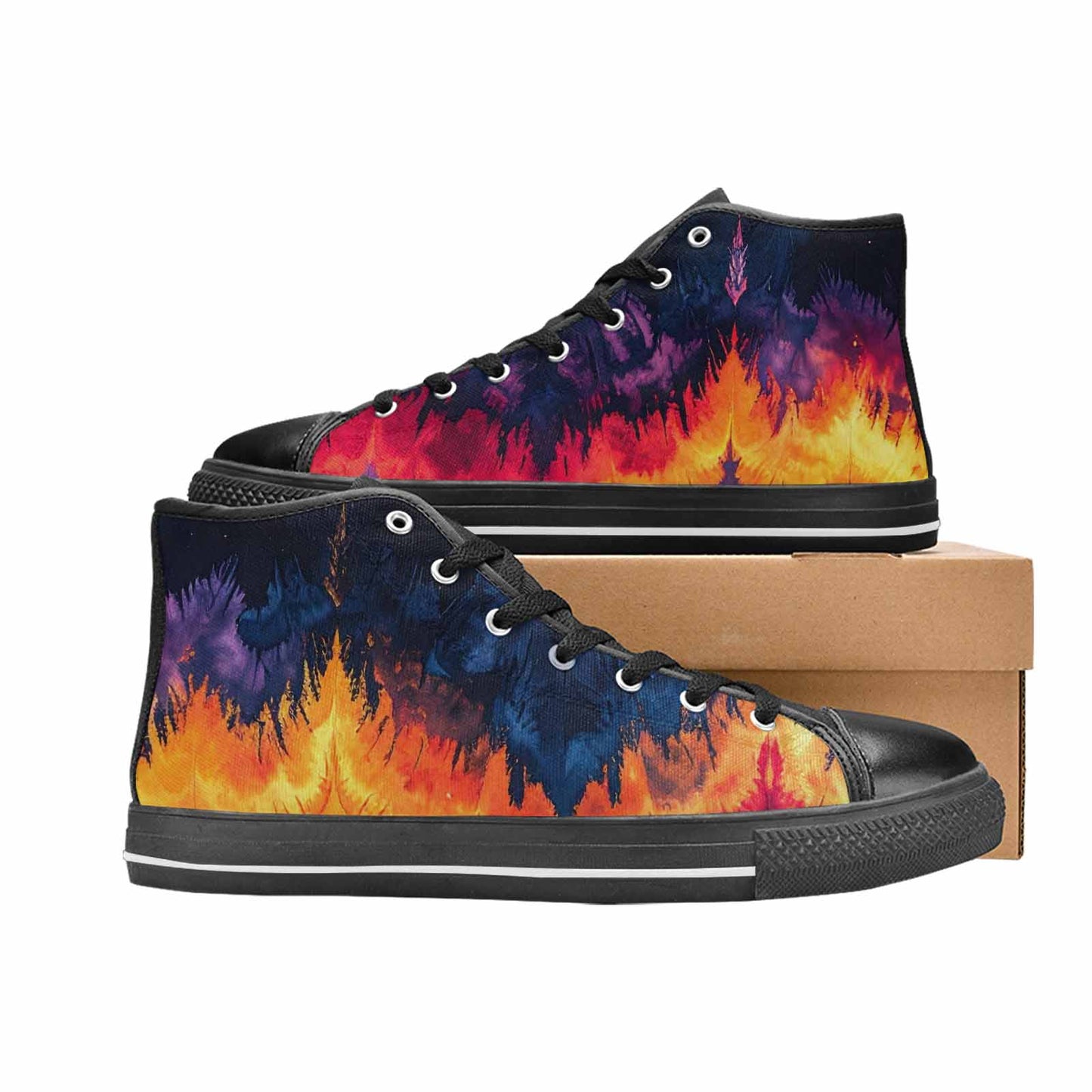 MEN'S Tie Dye Dark High Top Canvas Y2K Custom Sneakers