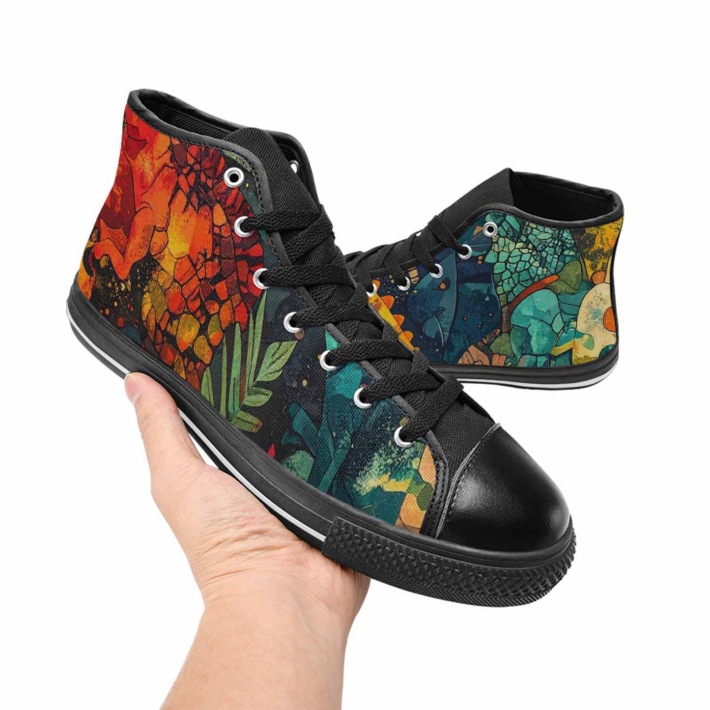 MEN'S Dinosaur Silhouette High Top Canvas Dreamcore Shoes