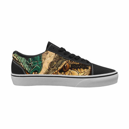 MEN'S Snake Skin Reptile Canvas Lace-Up Dark Academia Custom Shoes