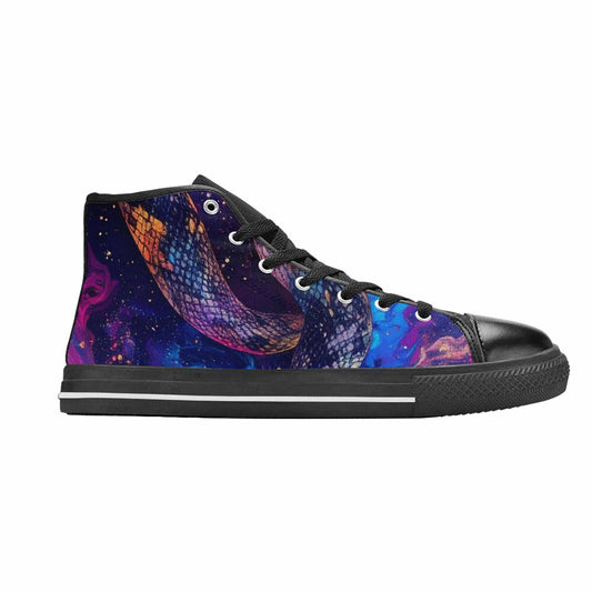 MEN'S Galaxy Snake Print High Top Canvas Neon Fantasy Shoes