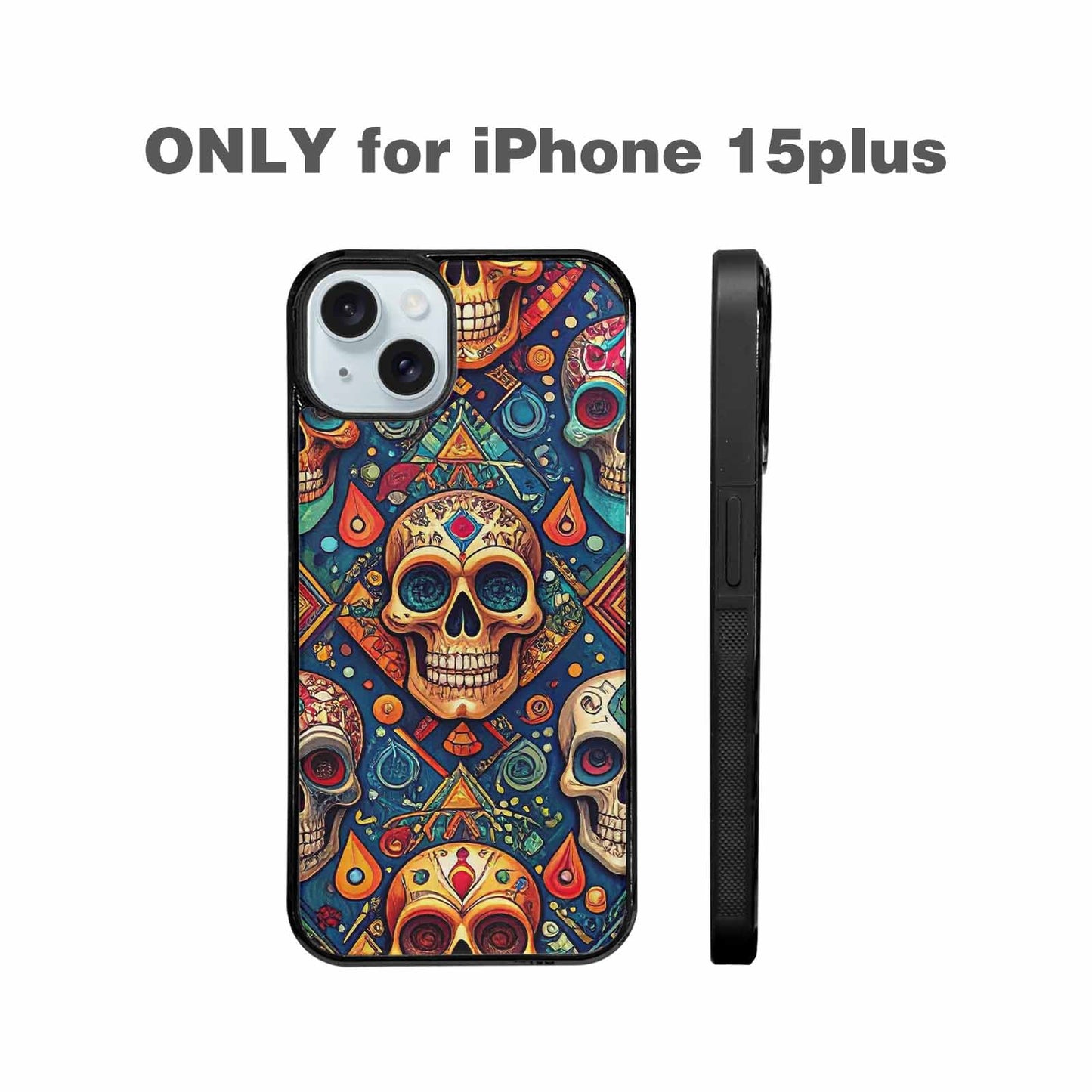 iPhone 15 Plus Case — Sacred Geometry Lots Of Skulls Seamless, Personalized Phone Case
