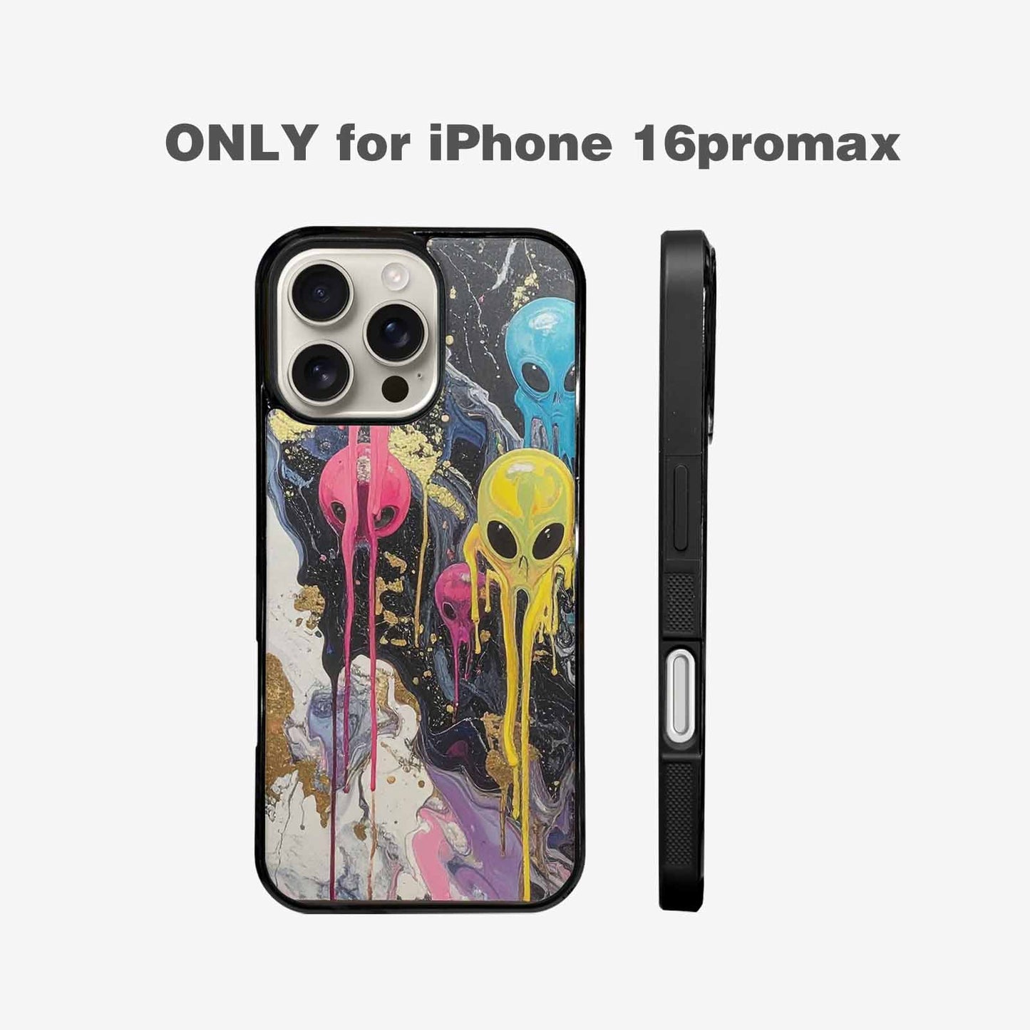 iPhone 16 Pro Max Case — Aliens Marblemelting Aliens Pa Mif, Custom Printed Phone Case