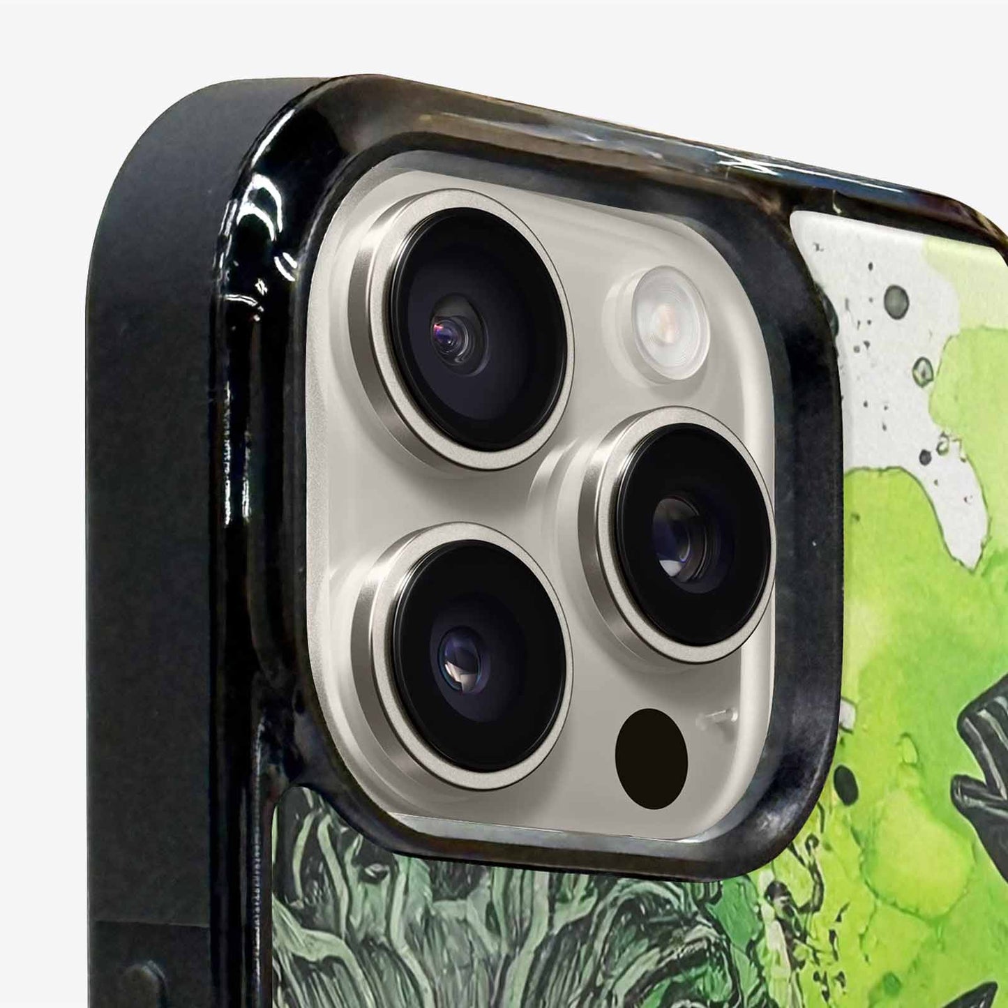 iPhone 15 Pro Max Case — Sea Creature Burst Black Green Ink, Custom Made Phone Cover