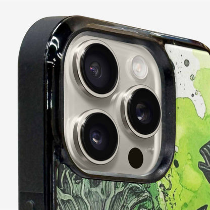 iPhone 15 Pro Max Case — Sea Creature Burst Black Green Ink, Custom Made Phone Cover
