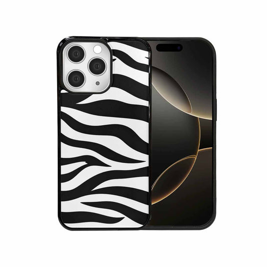 iPhone 15 Pro Max Case — Zebra Print Black White, Custom Art Phone Cover