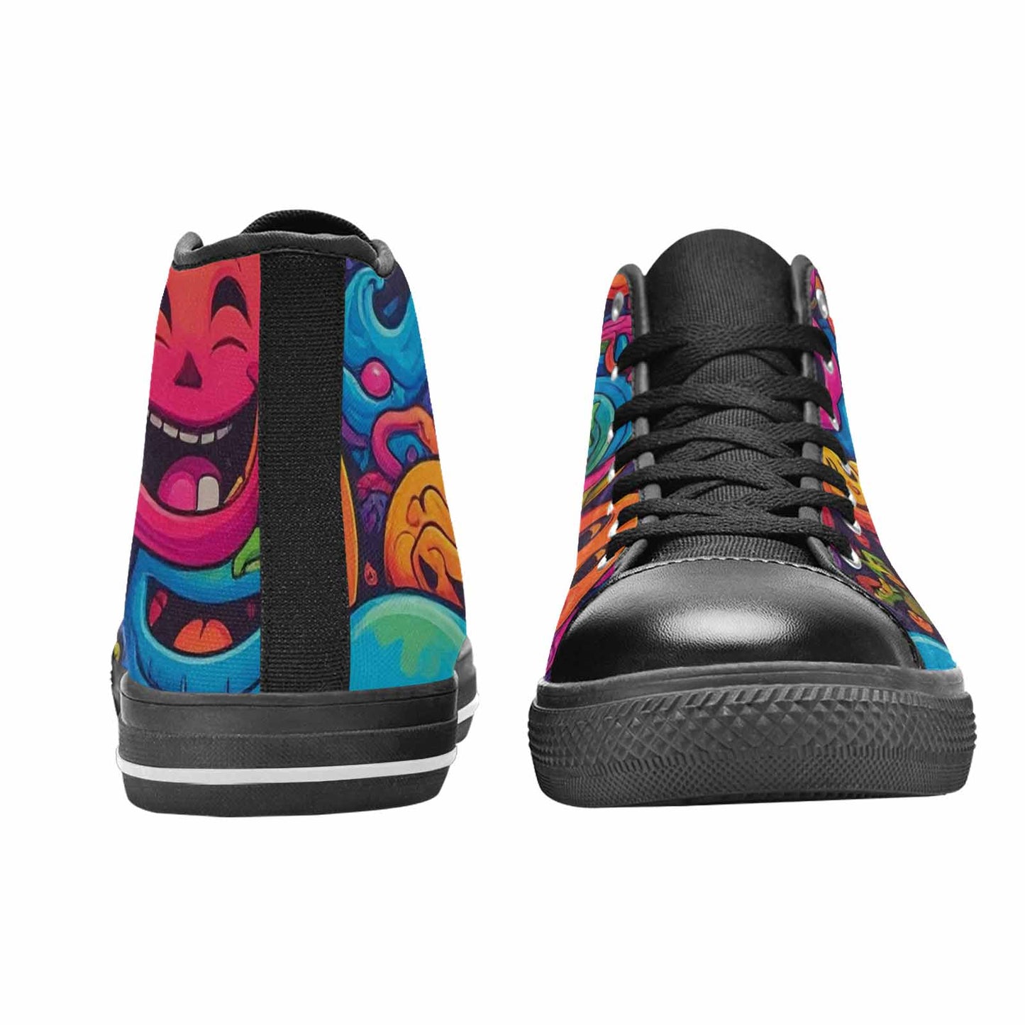 MEN'S Yellow Smiley Face High Top Canvas Dreamcore Sneakers