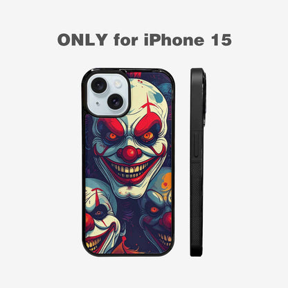 iPhone 15 Case — Evil Clown Cartoon, Custom Printed Phone Case