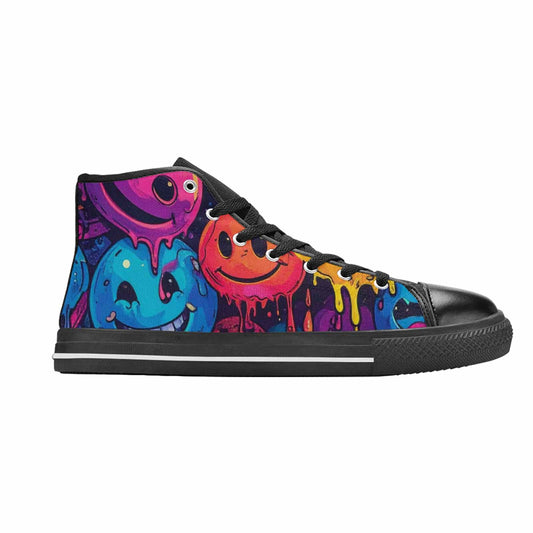 WOMEN'S Yellow Smiley Face High Top Canvas Y2K Custom Shoes