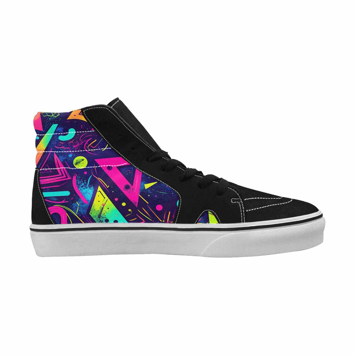 MEN'S Memphis Squiggles Triangles Dots High Top Canvas Dark Academia Custom Shoes