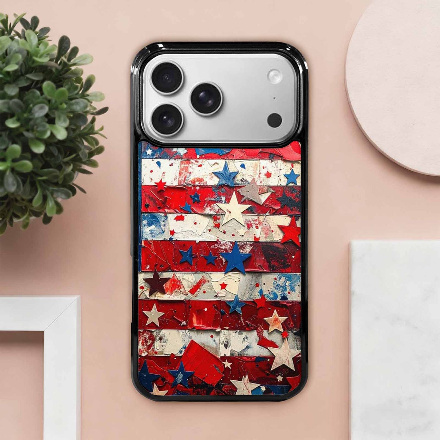 iPhone 17 Pro Max Case — Patriotic Stars And Stripes Galaxy Space, Custom Made Phone Cover