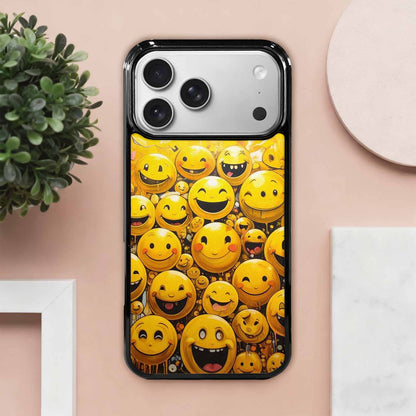iPhone 17 Pro Max Case — Melting Moon Smiley Yellow Original Art, Custom Designed Case Cover