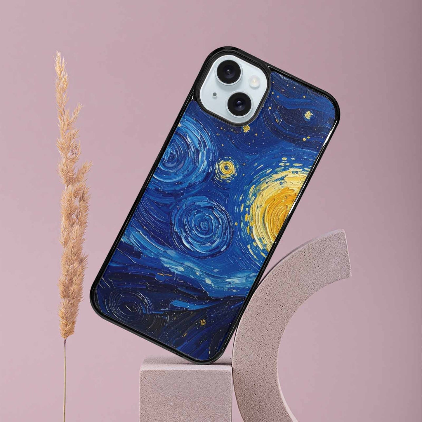 iPhone 15 Plus Case — Swirling Deep Blue Night Sky Filled, Unique Phone Case Design