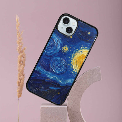 iPhone 15 Plus Case — Swirling Deep Blue Night Sky Filled, Unique Phone Case Design