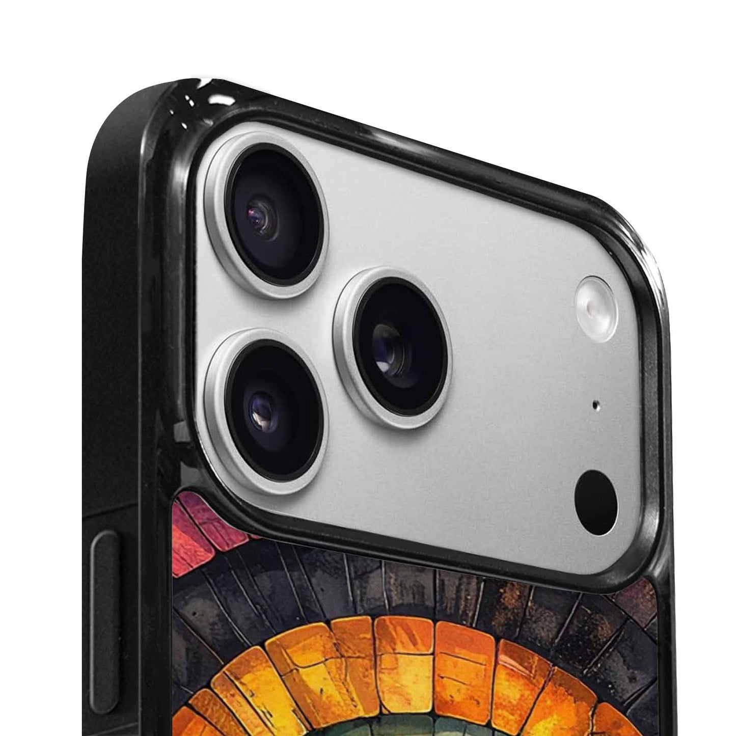 iPhone 17 Pro Case — Metallic Reptile Rainbow Arc Original Art, Custom Made Phone Cover