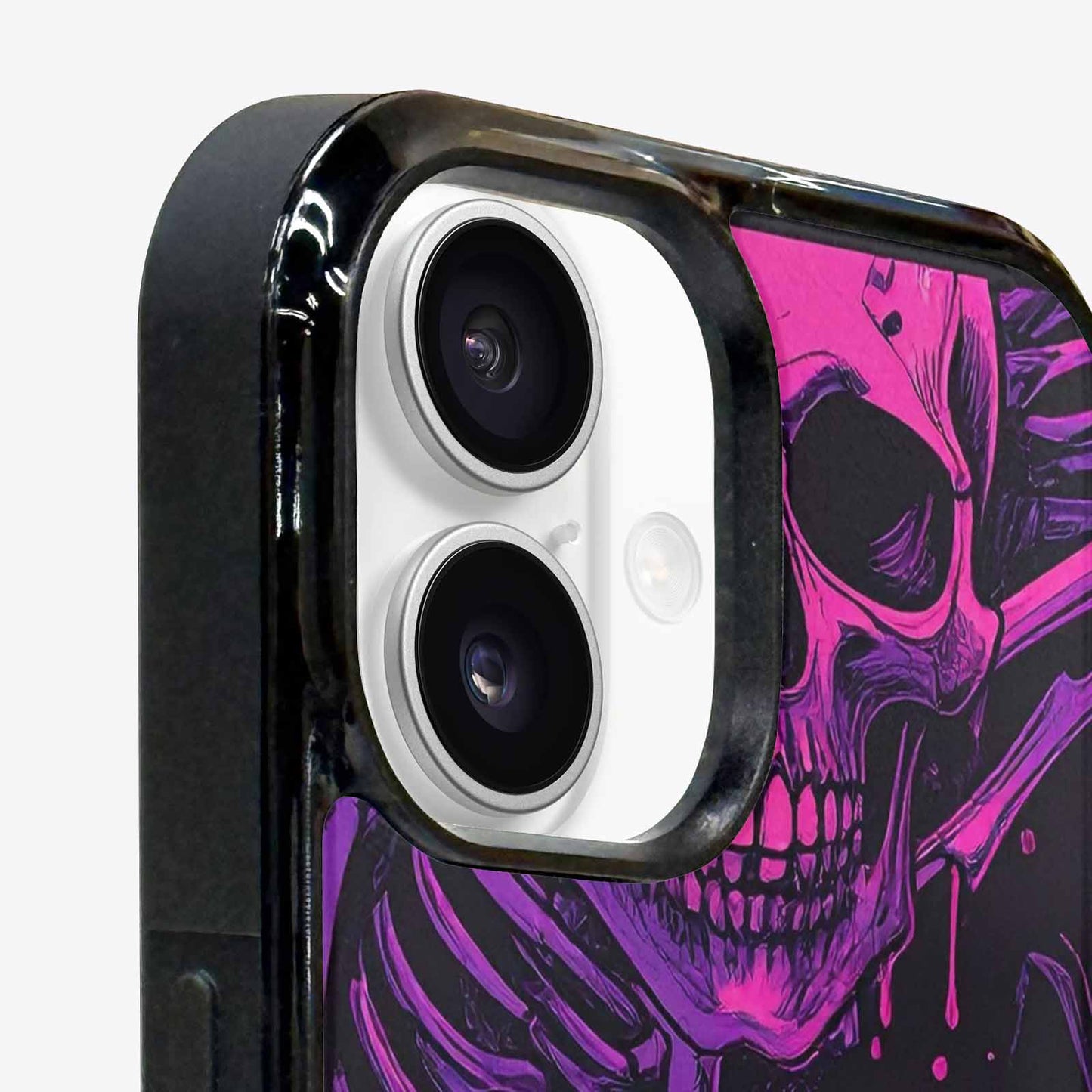 iPhone 16 Case — Pink Purple Skeletons Neon Drip Melting, Unique Phone Case Design