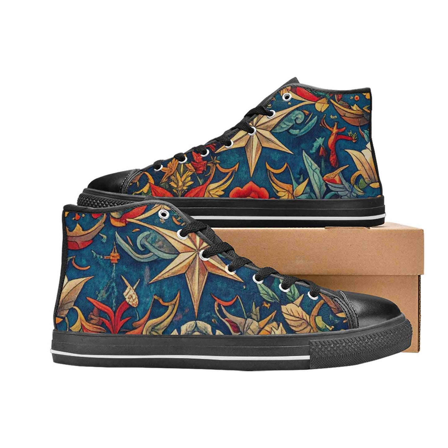 WOMEN'S Old School Tattoo High Top Canvas Dark Academia Sneakers