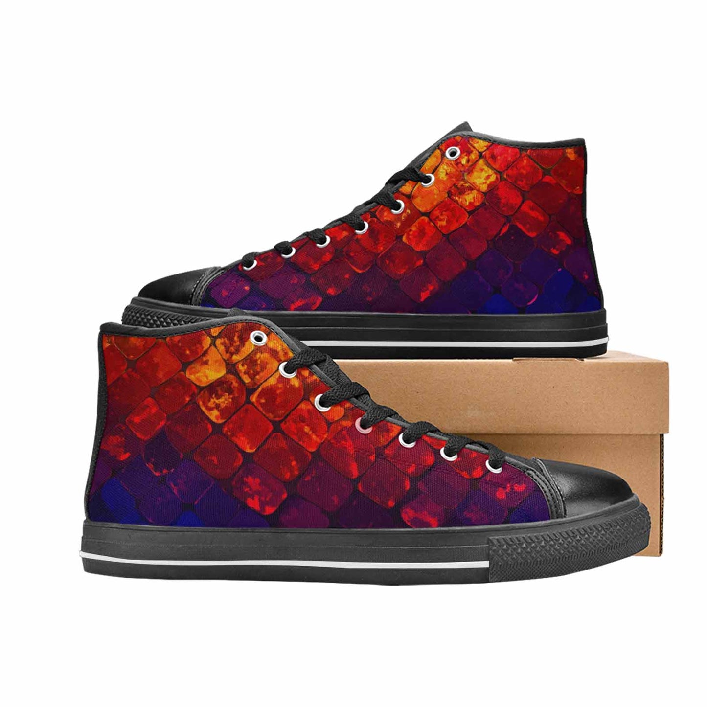 MEN'S Dark Snake Print High Top Canvas Aesthetic Sneakers