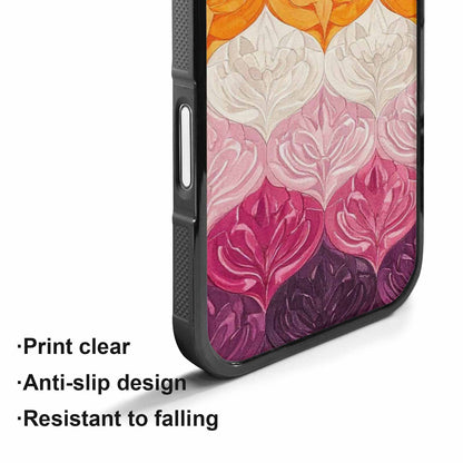 iPhone 17 Case — Lesbian Flag Color Theme Original Art, Custom Made Phone Cover