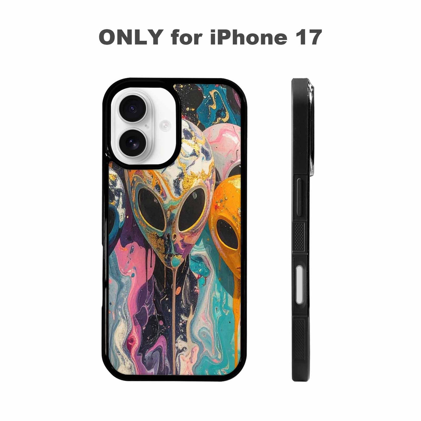 iPhone 17 Case — Aliens Marblealiens Pattern Alien Scifi, Custom Print Case Cover