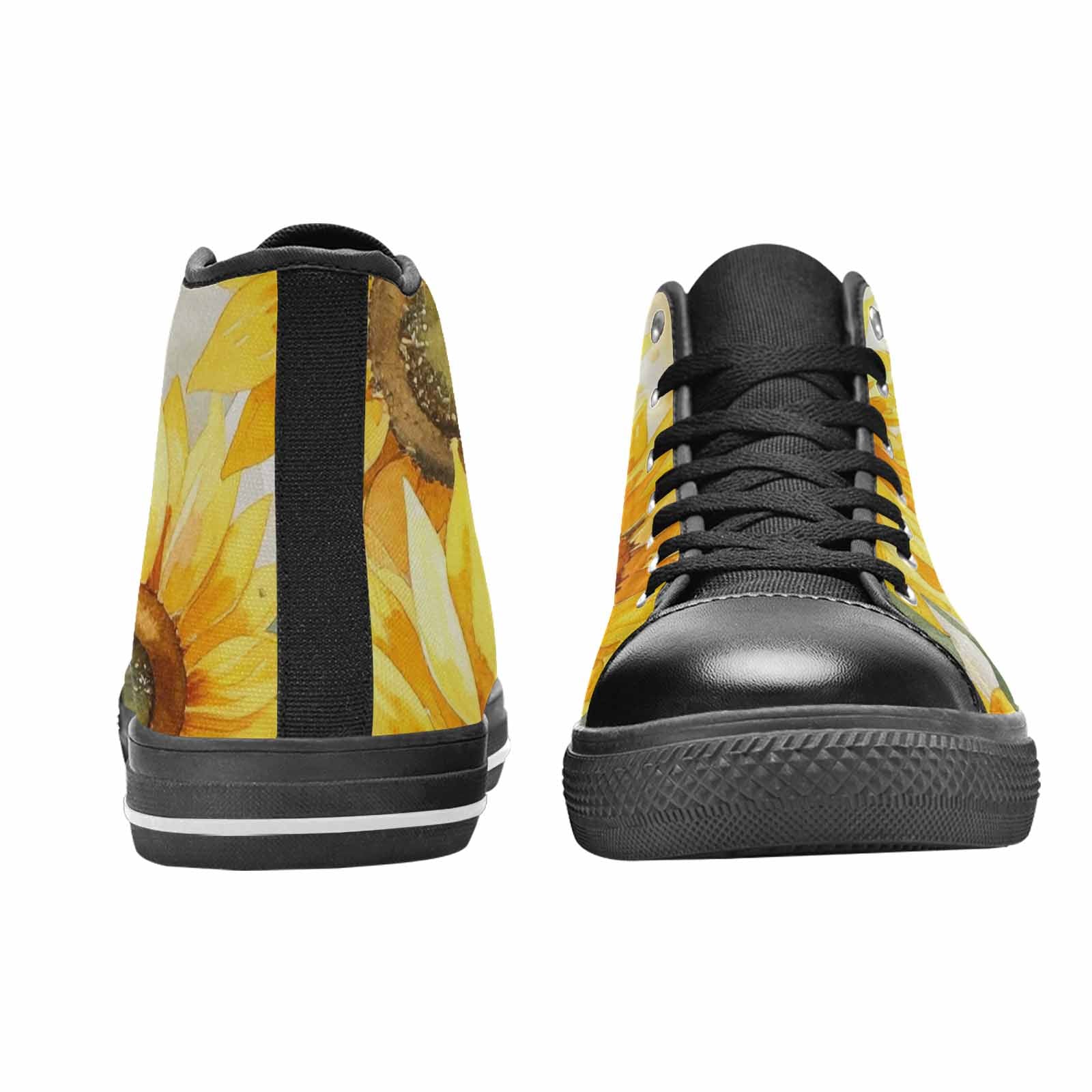 MEN'S Sunflowers Watercolor High Top Canvas Cottagecore Custom Sneakers