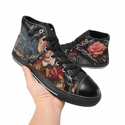 MEN'S Barbed Wire Chain High Top Canvas Neon Fantasy Custom Shoes