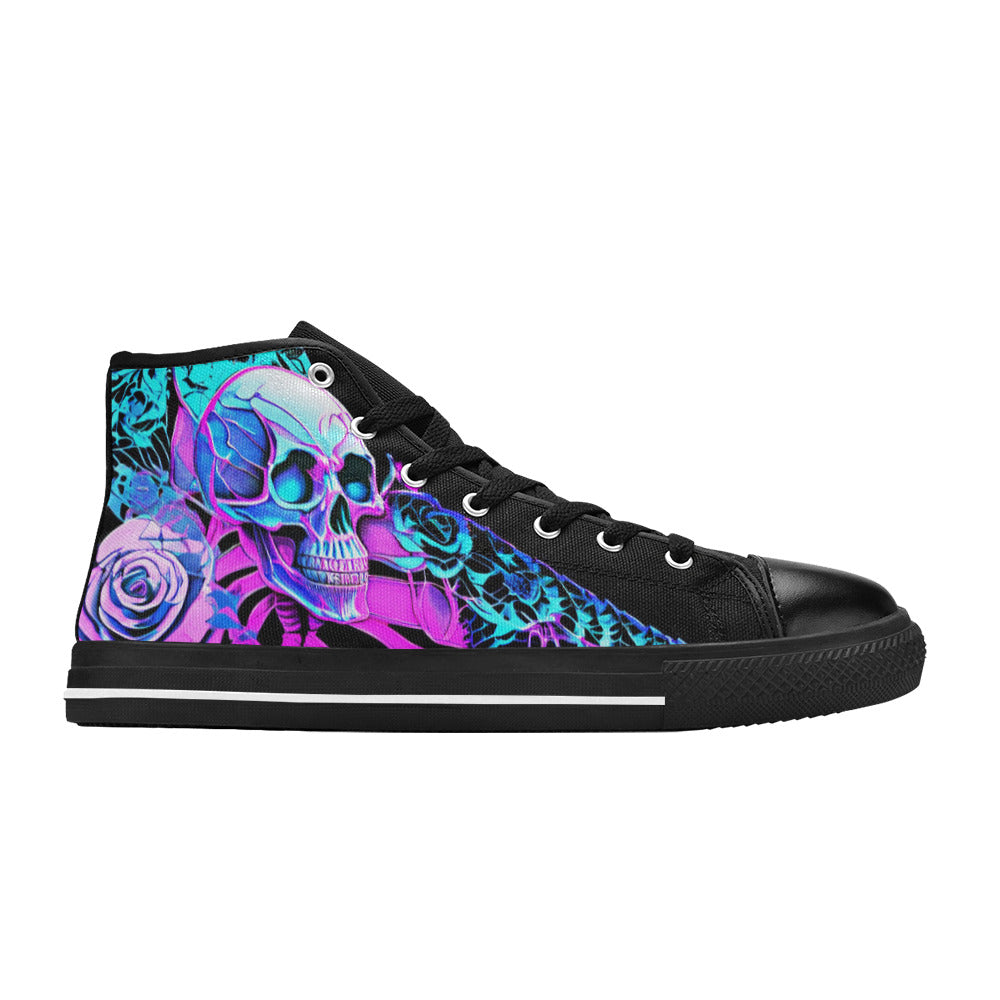 MEN'S Butterfly Roses Skulls Men’S High Top Canvas Vibrant Chaos Shoes