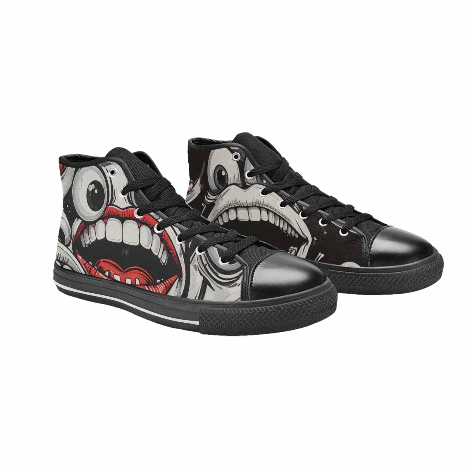 WOMEN'S Googly Cartoon Mouths High Top Canvas Vibrant Chaos Sneakers