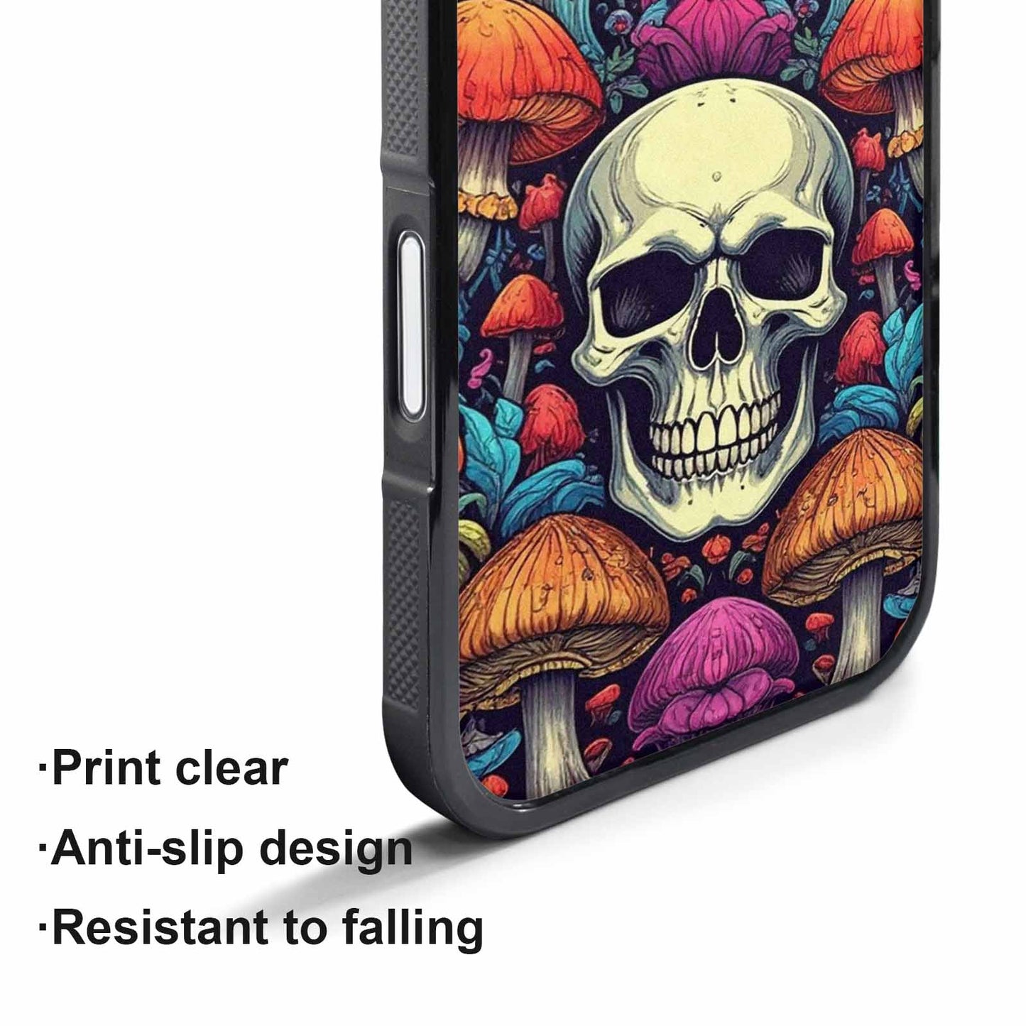 iPhone 17 Pro Max Case — Mushroom Skull Art Seamless Gothic Skulls, Customized Protective Case