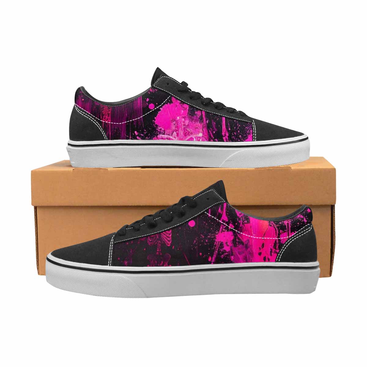 WOMEN'S Skeletons  Neon Pink Lace-Up Canvas Neon Fantasy Shoes