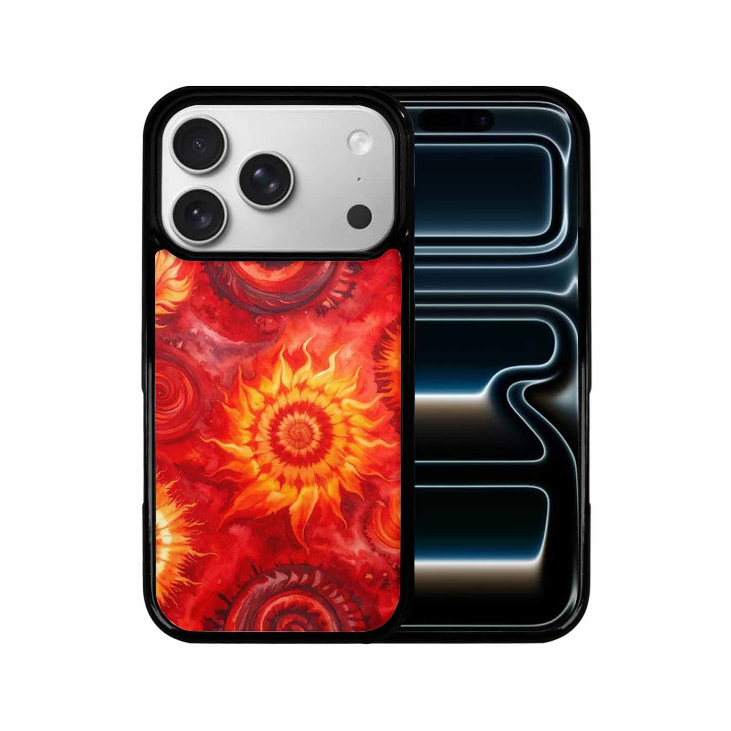 iPhone 17 Pro Case — Tie Dye Red Orange Fire Tie, Custom Made Phone Cover