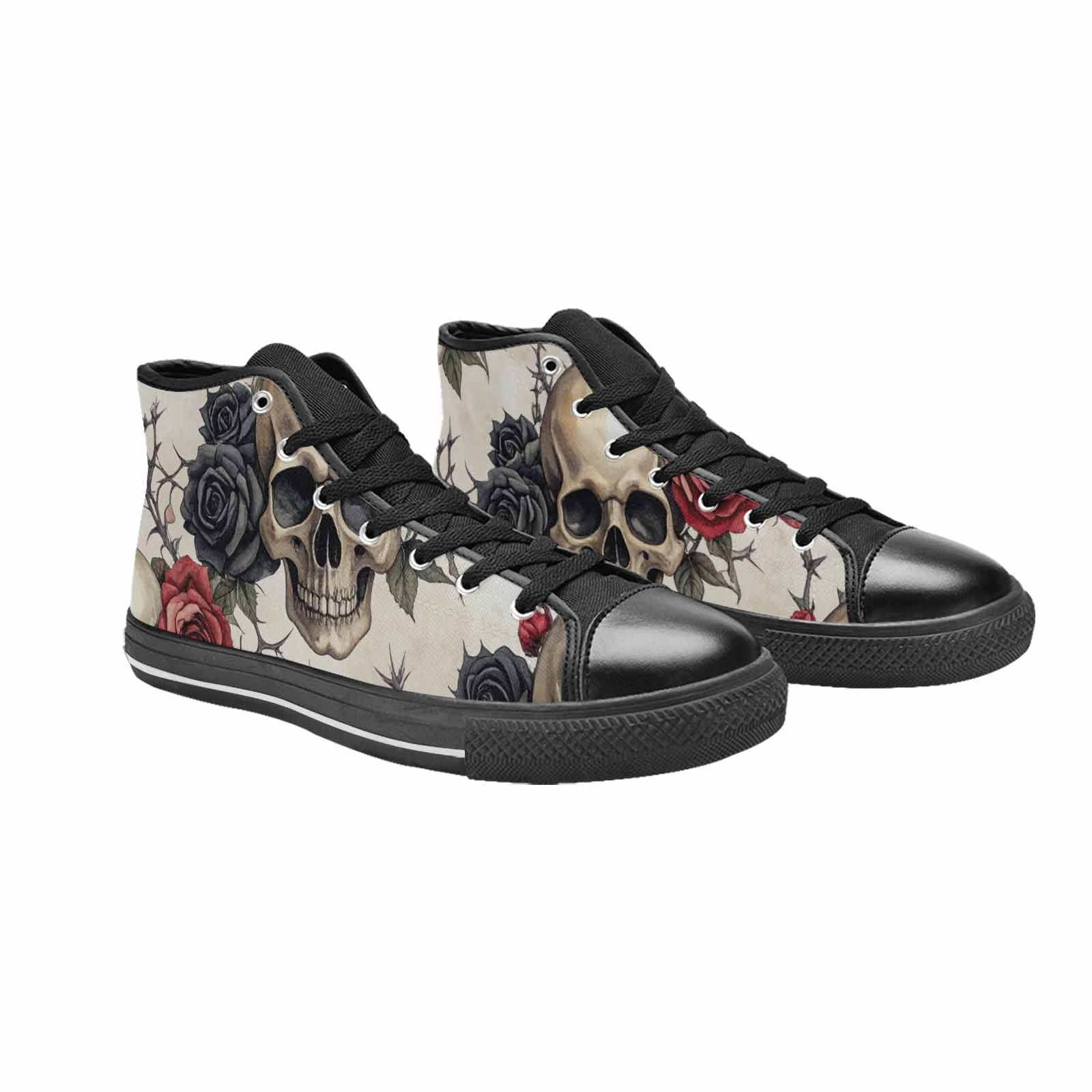 MEN'S Skulls - Roses High Top Canvas Neon Fantasy Custom Shoes
