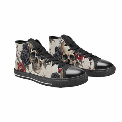MEN'S Skulls - Roses High Top Canvas Neon Fantasy Custom Shoes