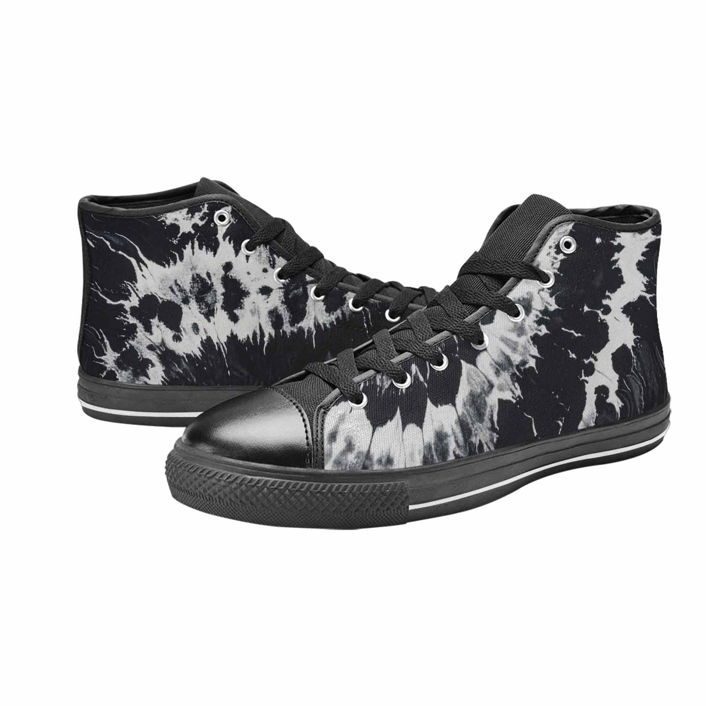 MEN'S Black White Animal Print High Top Canvas Surreal Sneakers